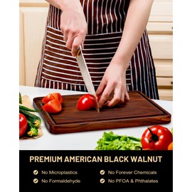 Black Walnut Cutting Board-Small 12x8"Butcher block-with Juice Groove.Reversible Walnut cutting boards for Kitchen,Charcuterie & Cheese Serving,Knife-Friendly & Durable(With Gift Box)