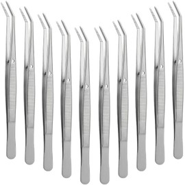 Pinzas de Acero Inoxidable con Punta Dentada Curva Pinzas Multiusos Pinzas para Máquina de Coser Pinzas de Fórceps para Artesanía, Plata (10)