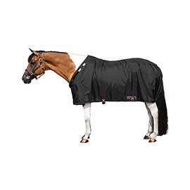 Adjusta Fit Dura-Nylon Horse Stable Sheet | Ultimate Comfort & Protection Horse Sheet | Keeps Coats Smooth & Shiny | V-Free | Closed Front | Legstrap | Color Black | Size 74
