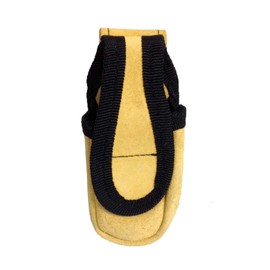 ToolUSA Adjustable Leather Pouch | Belt Loop Design | 5" (12.7 cm) x 2/5" (1 cm) | Versatile Storage | Yellow & Black Piping | Perfect for Knives, Phones, iPods & More!