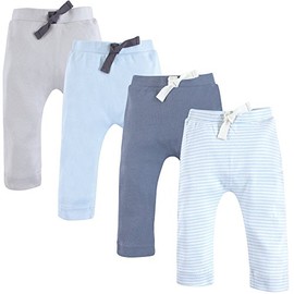 Touched by Nature Unisex Baby Organic Cotton Pants, Lt. Blue Gray, 0-3 Months