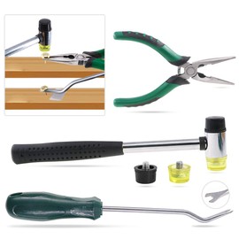 Hilitchi Tack Hammer Soft Mallet Upholstery Tools Staple Nails Decorative Tacks Lifter and Removal Pliers, Mallet with Two Replacement Heads (5Pcs Upholstery Nails Tool Kit)