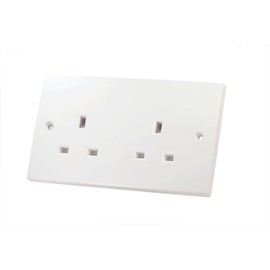 2 GANG UNSWITCHED 13A SOCKET WHITE PLASTIC LG9142