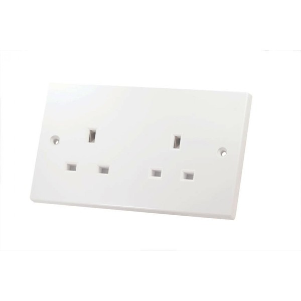 2 GANG UNSWITCHED 13A SOCKET WHITE PLASTIC LG9142