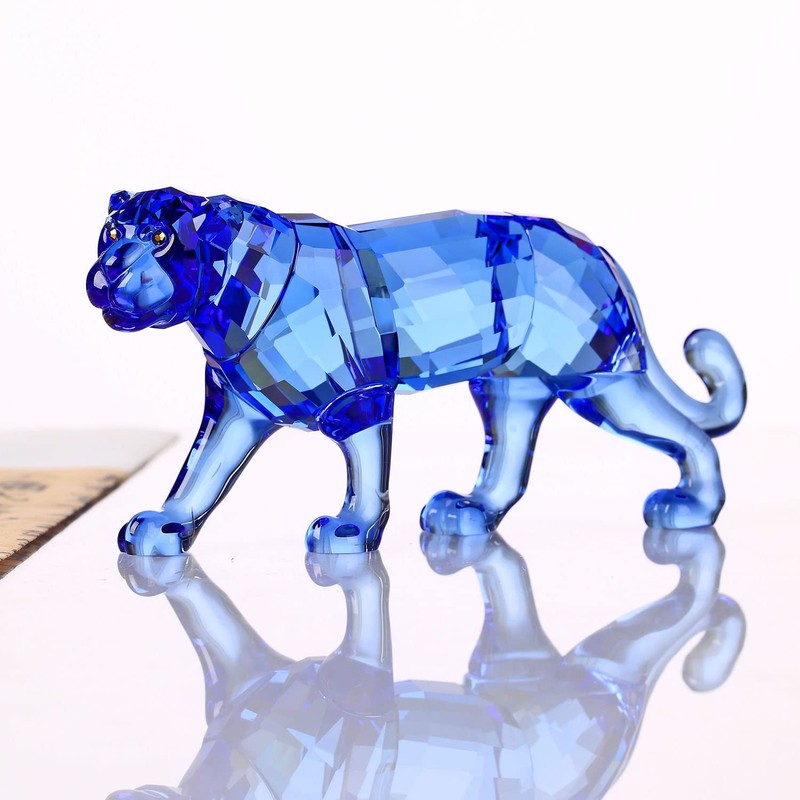 Crystal Leopard Cheetah Realistic Animal Art Figurine Collection Table top