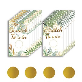 PLIGREAT 120 Pieces Scratch Off Cards Plants Leaves Blank Gift Certificates Scratch Cards Stickers, Scratch to Win Cards DIY Coupon Cards for Small Business, Bridal Shower Activity, Party Supply