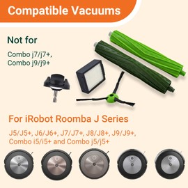 Yojolee Replacement Parts Compatible with iRobot Roomba J7 J7+ J5 J5+ J6 J6+ J8 J8+ J9 J9+ i e j Series Vacuum Cleaner Accessories Kit,Front Caster Wheel,Rubber Brushes,6 HEPA Filters,6 Side Brushes