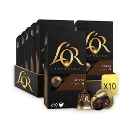 L'OR Espresso Coffee Forza Intensity 9 - Nespresso®* Compatible Aluminium Coffee Capsules - 10 Packs of 10 Capsules (100 Drinks)