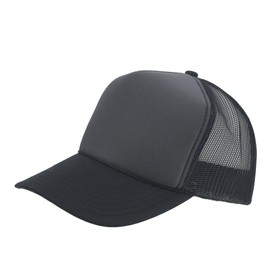 High Crown Foam Mesh Camouflage Tri-Color Oak Leaves Trucker Hat Baseball Cap (Black/Charcoal Gray/Black)