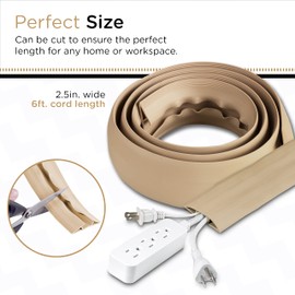 Cordinate 6 ft Cord Cover Floor, Cord Protector, Cord Management, Cord Concealer, Cable Hider and Cable Raceway, Extension Cord Cover, Tan, 49629