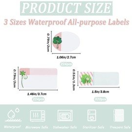 CRASPIRE 768pcs Bottle Labels Daycare Labels Leaf Flower Waterproof Name Sticker Self-Laminating Write-On Paper Name Tags Stickers for Water Bottle Lunch Box Clothes Camp School Home
