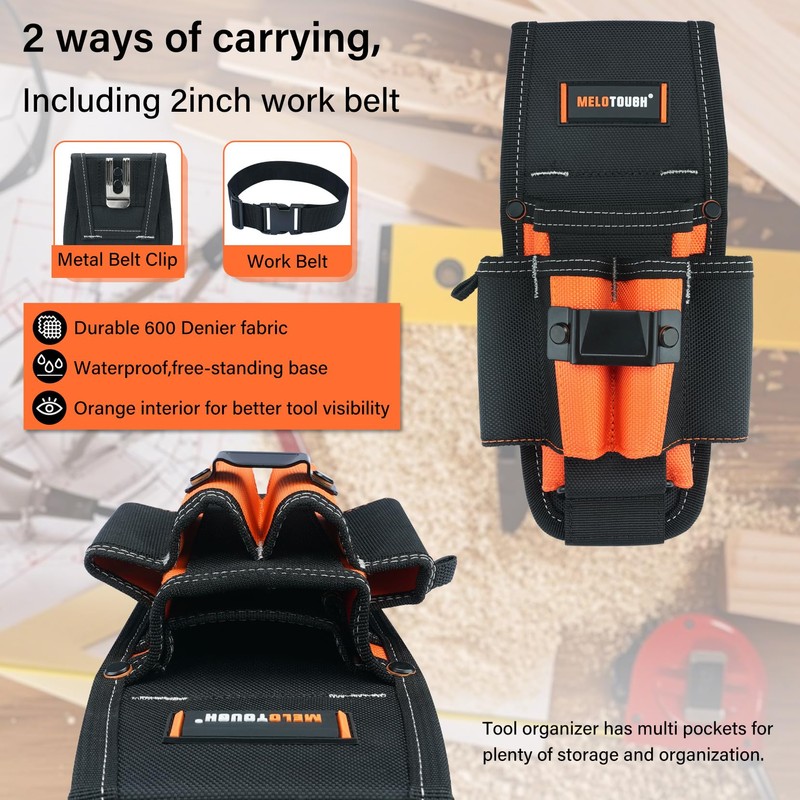MELOTOUGH 7-Pocket Technician Pouch-Small Pocket Tool Belt Pouch with Belt