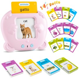 Schede Flash Parlanti Giocattoli Educativi per Bambini da 1 a 6 Anni, 112 Fogli 224 Parole, Giocattoli Educativi Sonori, Giocattoli Interattivi per Ragazzi e Ragazze - Pink