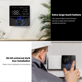 Luocute Smart Thermostat for HVAC, Dynamic Light Effects WiFi Thermostat for Air Conditioning Touch Keypad Programmable with LED Knob for Central Air Control (BAC-009ALW)