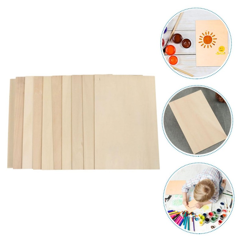 TEHAUX 20pcs Unfinished Basswood Planks for Crafts Projects Model Making