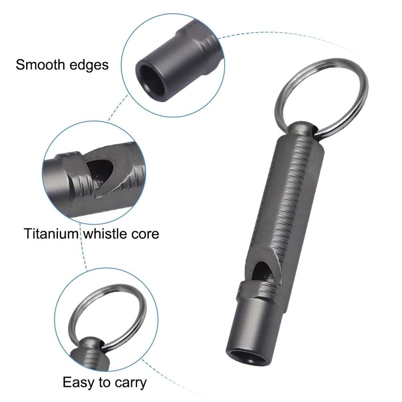 Emergency Whistle, 120db Waterproof Titanium Whistle With Key Ring Attachment