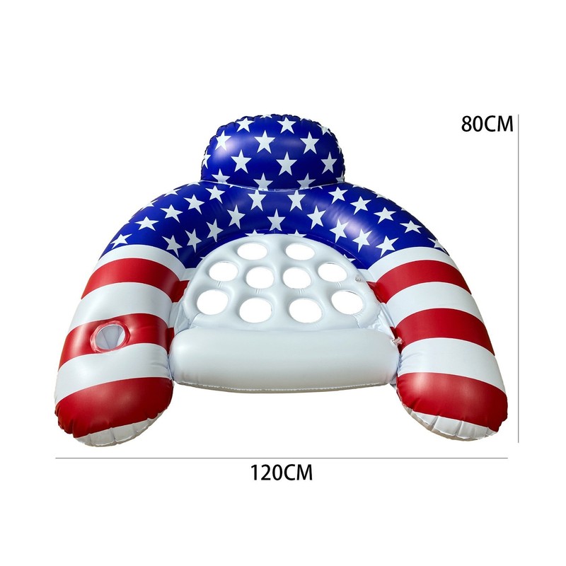 Adult Inflatable Pool Float Lounger for Relaxing – U-Shaped Patriotic