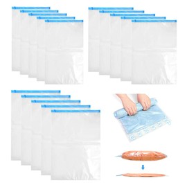 GIDWRIY Pack of 15 Vacuum Bags for Clothes Travel, Clothes Bags, Vacuum Travel Bags, Vacuum Bags for Clothing, Clothes Vacuum Bags for Duvets, Space-Saving Vacuum Bags Bed Linen, Travel Accessories