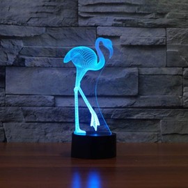 Creative 3D Flamingo Night Light 16 Colors Changing USB Power Remote Control Touch Switch Decor Lamp Optical Illusion Lamp LED Table Desk Lamp Brithday Gift Children Kids Christmas