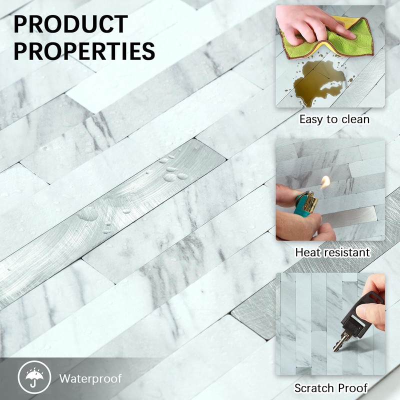 Midcard 10 Sheets Peel and Stick Backsplash PVC Wall Tile,for
