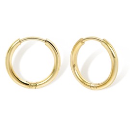 Small Gold Hoop Earrings Lightweight: Hinged Huggie Hoop Earrings for Lobe Cartilage Helix Tiny Hoops Earrings in Gold Plated Silver Black for Women Men (Set of 1-5 Pairs) (14K Gold - 10mm)