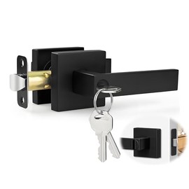 Manijas Para Puertas De Entrada Metálicas Negras - Con Bloqueo Y Llave Apta Para Puertas Estándar Dormitorio Estudio Despacho