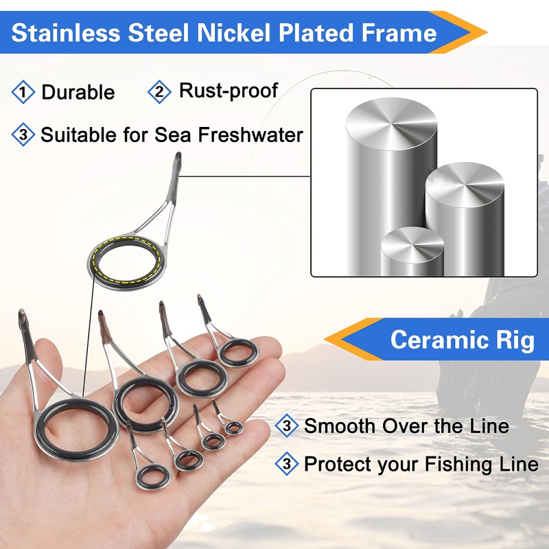 SHADDOCK Fishing Rod Guide Tip Repair Kit 60pcs Spinning Casting