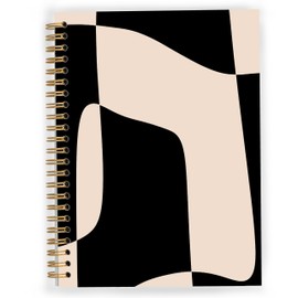 JWVK Boho Neutral Notebook, Abstract Black and Beige Notebooks for Note Taking, Minimalist Line Journals for Writing, Aesthetic Journal Journaling, Spiral Notebook 5.5x8.3 Inch