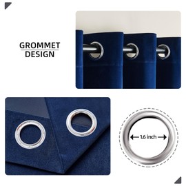 Joydeco Royal Blue Velvet Curtains 108 Inches Long, Luxury Grommet Blackout Curtain 2 Panels, Thermal Insulated Privacy Room Darkening Window Drapes for Bedroom Living Room Home Theatre (52Wx108L)