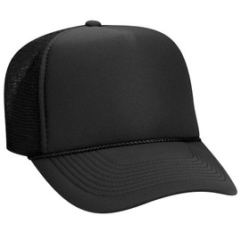 OTTO Polyester Foam Front 5 Panel Pro Style Mesh Back Trucker Hat - Black