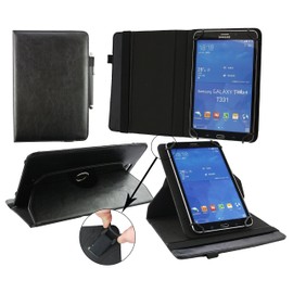 Emartbuy Universal 9.1 Inch - 10.1 Inch Black 360 Degree Rotating Stand Folio Wallet Case Cover Black Elastic Strap and Stylus Pen Suitable for Selected Devices Listed Below