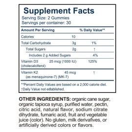 BEWORTHS Vitamin K2 (MK7) with D3 1000 IU Supplement, 60 Gummies, Immune Health