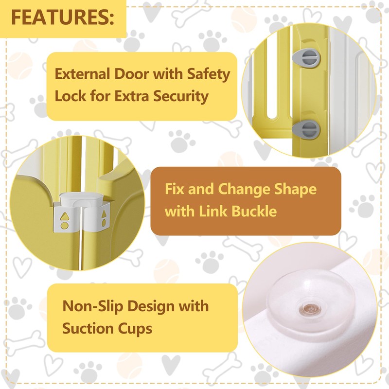 Aoole Foldable Dog Play Pen Indoors, Non-Slip Sturdy Puppy Playpen