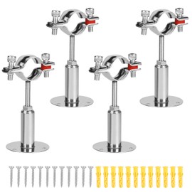 LALAGO 4 x Pipe Bracket Adjustable for Diameter 32-34 mm, Stainless Steel Adjustable Bracket Clamp with 12 Pieces Expansion Screws and Expansion Pipes, Pipe Clamps Ideal for Attaching Pipes or Rods