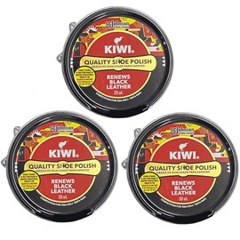 KIWI Shoe Cream, 1.7 fl oz (50 ml), Set of 3, Black 3, Black