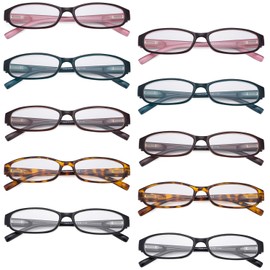 CessBlu 10 Pack Classic Reading Glasses for Women Narrow Frame Spring Hinges Ladies Small Readers +2.25