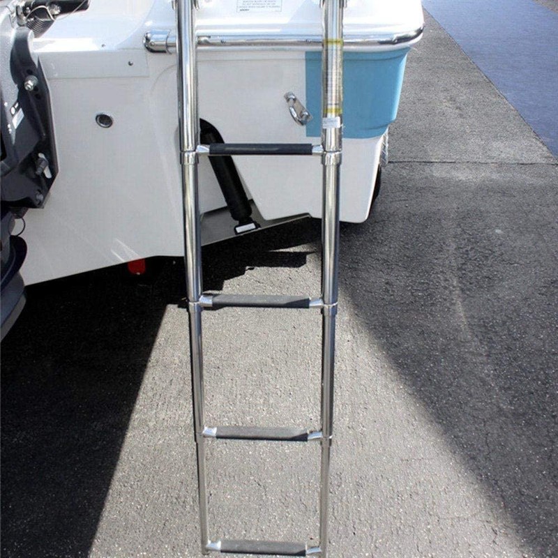 Marinebaby Heavy Duty Boat Telescopic 4 Step Ladder,Stainless Steel Swim