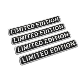 PTDecals 4 Pieces 90 x 15 mm Soft Flexible Epoxy Limited Edition Emblem Sticker for Vehicle Car Motorcycle Helmet Home Decoration (Black Silver)