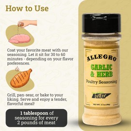 ALLEGRO - The Marinate Everything Marinades| Perfect Seasoning for Chicken, Pork, and Vegetables| Seasonings for Grilling, Roasting, and Cooking| 2.4 Oz (Pack of 1) - Garlic & Herb Poultry Seasoning