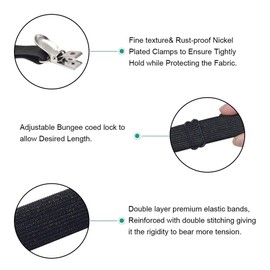 4Pcs Adjustable Bed Sheet Straps Clips, Elastic Mattress Sheet Fasteners Holder and Suspenders, Grippers to Hold Sheet, Mattress, Sofa, Couch, Table Cloth, Recliner Ironing Board Cover and More
