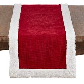Occasion Gallery Red Sherpa Border Holiday Table Runner 16" X 108" Rectangular, 100% Cotton