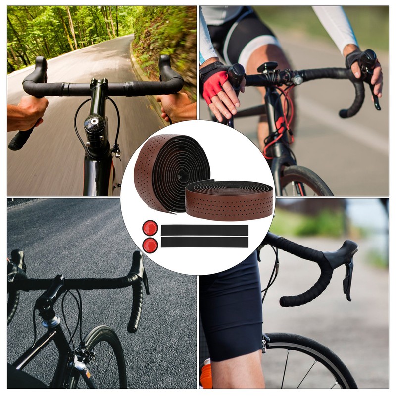 2Pcs Cycling PU Leather EVA Handlebar Belt Road Bike AntiSlip