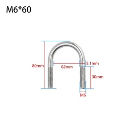4Pcs M6 U-Bolts,304 Stainless Steel U-Bolt,Marine Boat Deck Hardware for Fastening Screw 60mm