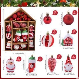 Christmas Baubles Balls Ornaments for Xmas Christmas Tree,Shatterproof Christmas Ornaments Set, Reusable Xmas Tree Decorations 27 PCS