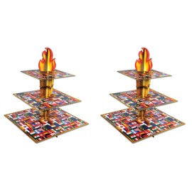 Beistle Flame Torch Cupcake Stands 2 Piece Sports Table Centerpiece International Party Supplies, 15.25" x 11.25", Multicolored