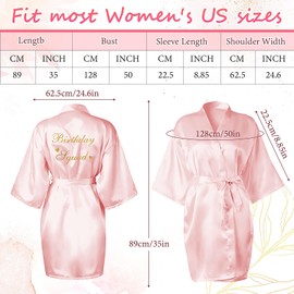 6 Pcs Women's Birthday Squad Robes Satin Kimono Spa Robe Birthday Party Queen Spa Bathrobe Sleepover Women Robes Silky Gown