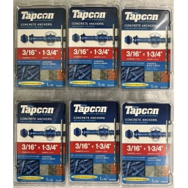 Tapcon 6 TAPCON Concrete Screws Tapcon 3/16” x 1-3/4” Anchors Block & Brick  24305