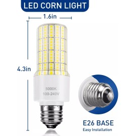 NS 2 Pack 30W LED Corn Light Bulb 5000K Daylight 3750 Lumens Super Bright, E26/E27
