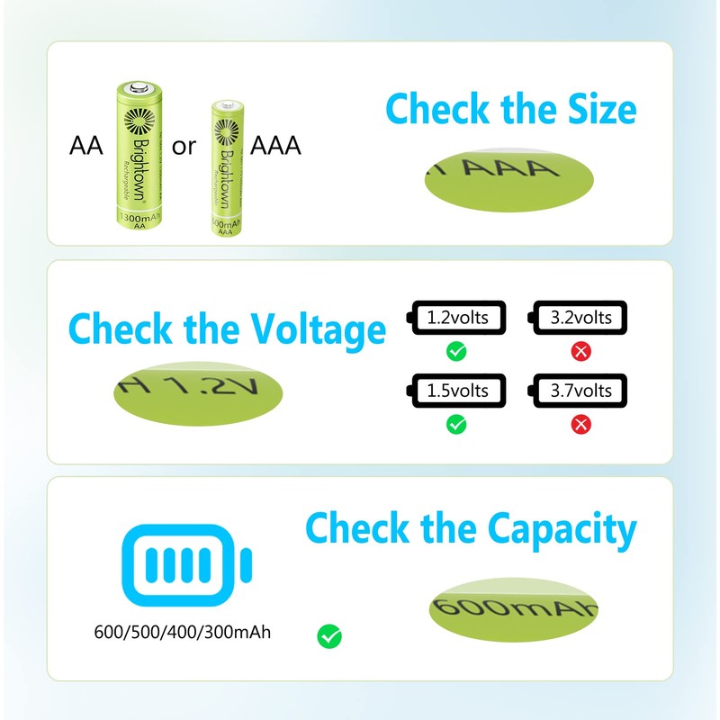 Brightown 12-Pack Rechargeable AAA Batteries, 600mAh NiMH Precharged Triple A