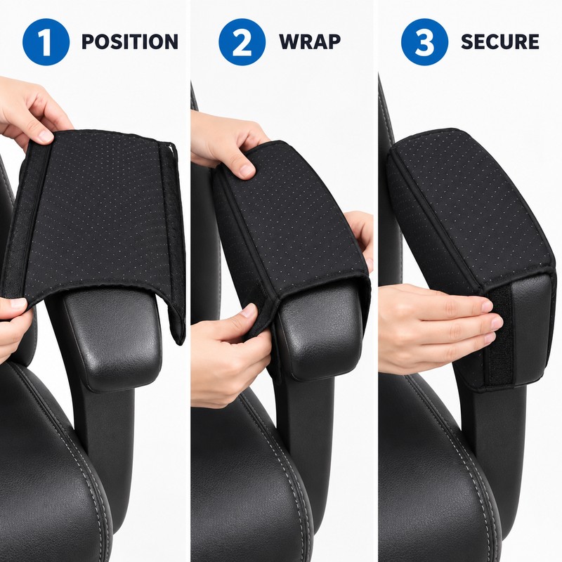 2-Piece Lambswool Armrest Cushion Covers for Office Chairs, Wheelchairs and